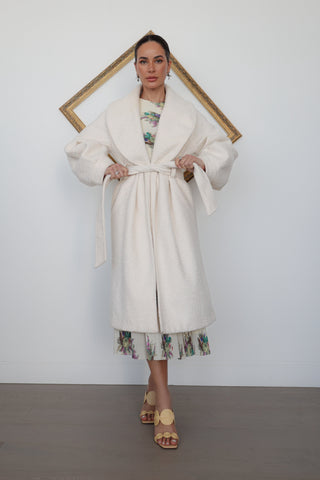 Madison the Label Coat, Cream, Shawl Collar, XS-M