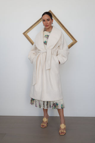 Madison the Label Coat, Cream, Shawl Collar, XS-M