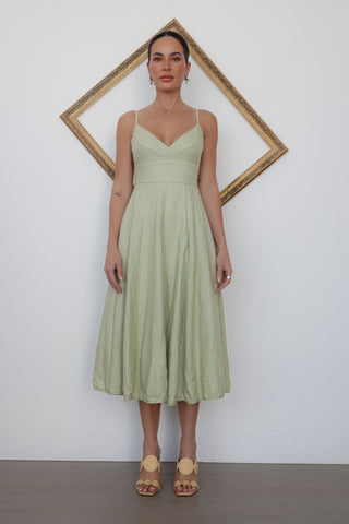 Zimmermann Linen Dress, Sage Green, Size 2