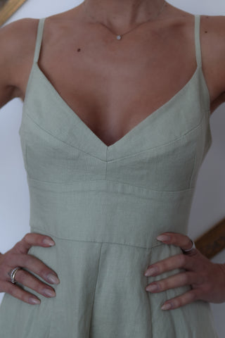 Zimmermann Linen Dress, Sage Green, Size 2