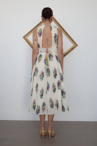 Zimmermann Plisse Floral Dress, Cream, Size 1