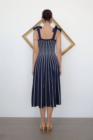 Zimmermann Knit Stripe Dress, Navy/Cream, Size 1
