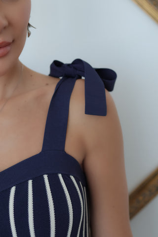 Zimmermann Knit Stripe Dress, Navy/Cream, Size 1