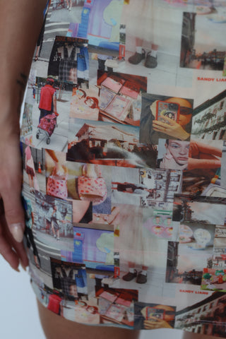 Sandy Liang Mesh Printed Mini Skirt, Size M