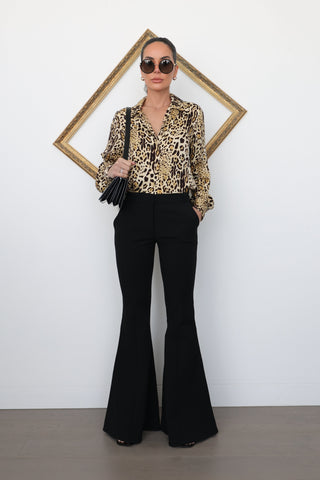 White Suede Black Wide Leg Pant – Size 10
