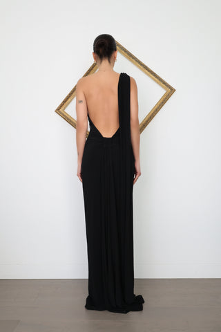 Effie Kats Black Asymmetric One-Shoulder Dress – Size M