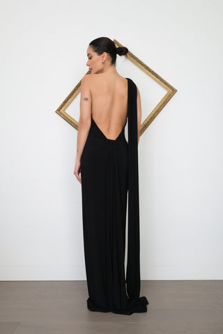 Effie Kats Black Asymmetric One-Shoulder Dress – Size M