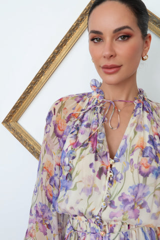 Zimmermann Iris Tie Sleeve Playsuit – Lilac Floral, AU 2