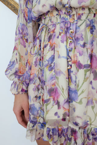 Zimmermann Tama Iris-Print Playsuit - 0