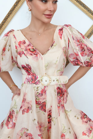 Zimmermann Poppy Floral Puff Sleeve Mini Dress – 1AU 