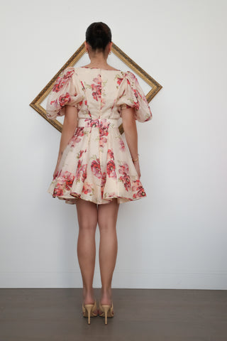 Zimmermann Poppy Floral Puff Sleeve Mini Dress – 1AU 