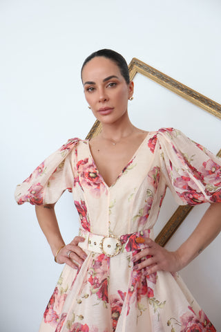 Zimmermann Poppy Floral Puff Sleeve Mini Dress – 1AU 
