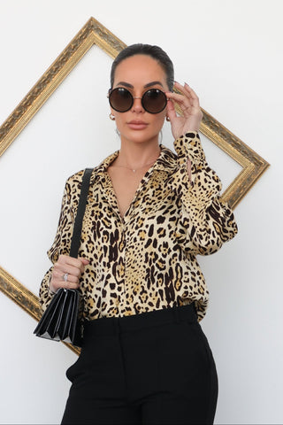Anine Bing Leopard Print Silk Shirt – Size S