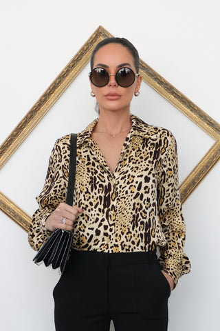 Anine Bing Leopard Print Silk Shirt – Size S