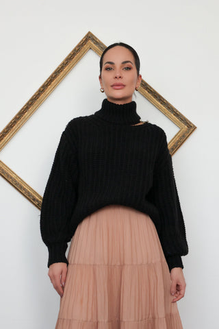 Aje Eisley Pearl Jumper – Black Chunky Knit, S