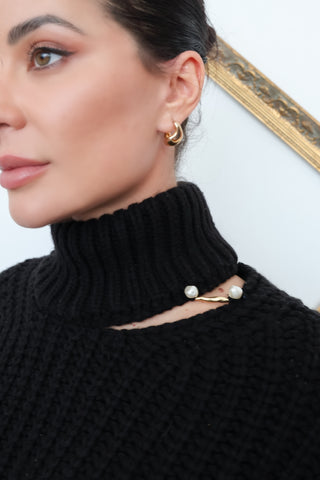 Aje Eisley Pearl Jumper – Black Chunky Knit, S