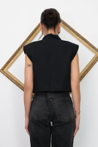 Aje Double Breasted Crop Top Black – Size 6 
