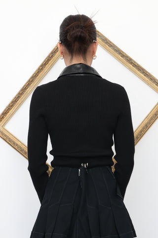 Maje Black Patent Collar Knit Jumper – Size 2