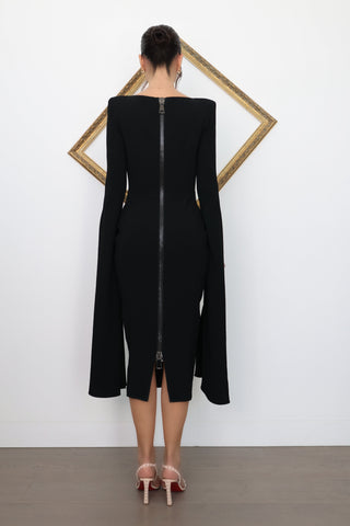 Alex Perry Long Sleeve Zip Feature Dress Black – Size 8 