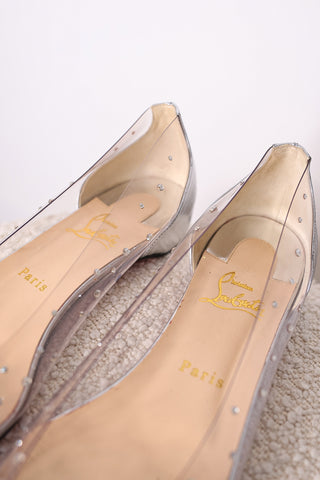 Christian Louboutin Degrastrass Crystal-Embellished PVC Flats - IT 40