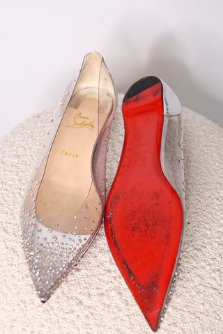 Christian Louboutin Degrastrass Crystal-Embellished PVC Flats - IT 40