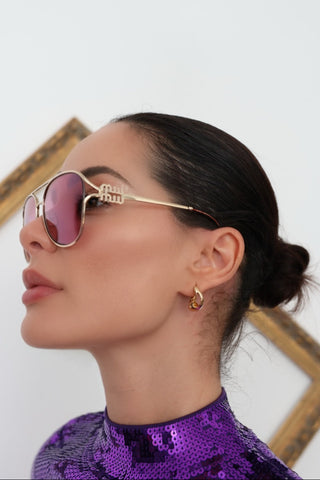 Miu Miu Logo Aviator Sunglasses 