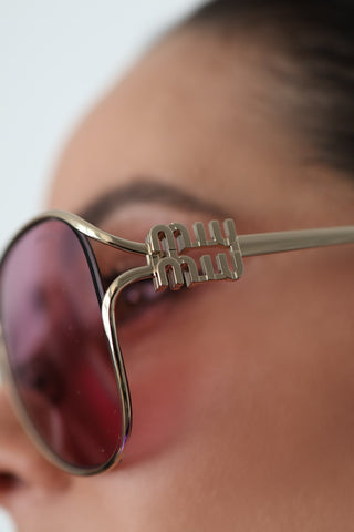 Miu Miu Logo Aviator Sunglasses |