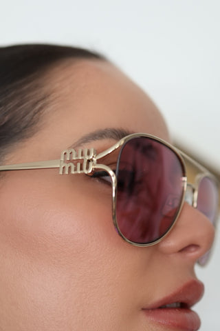 Miu Miu Logo Aviator Sunglasses 