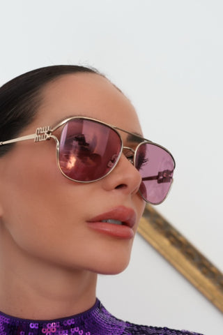 Miu Miu Logo Aviator Sunglasses 