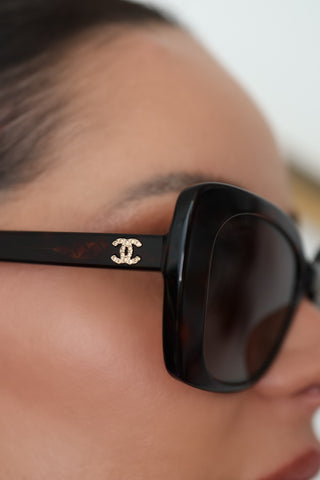 Chanel Crystal Logo Butterfly Sunglasses Tortoiseshell – Pre-Owned Designer Sunglasses