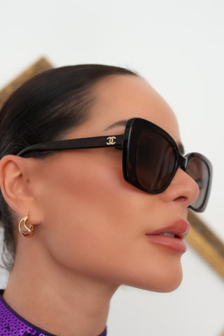 Chanel Crystal Logo Butterfly Sunglasses Tortoiseshell – Pre-Owned Designer Sunglasses