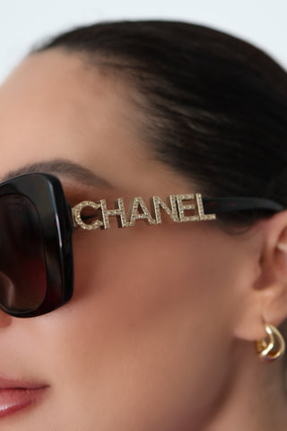 Chanel Crystal Logo Butterfly Sunglasses Tortoiseshell – Pre-Owned Designer Sunglasses