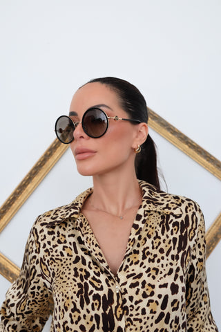 Versace Gold Round Sunglasses – One Size