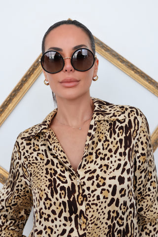 Versace Gold Round Sunglasses – One Size