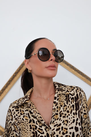 Versace Gold Round Sunglasses – One Size