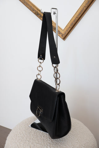 Ferragamo Black Calf Leather Shoulder Bag – Medium