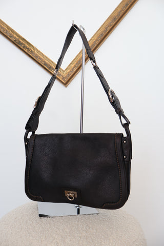 Ferragamo Dark Brown Calf Leather Shoulder Bag – Medium
