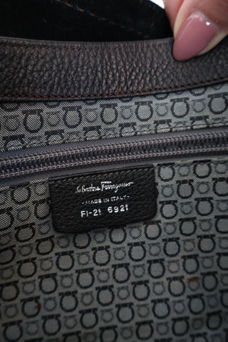 Ferragamo Dark Brown Calf Leather Shoulder Bag – Medium