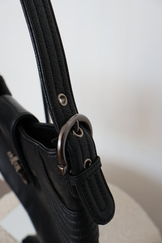 Ferragamo Black Goat Leather Y2K Shoulder Bag – Small