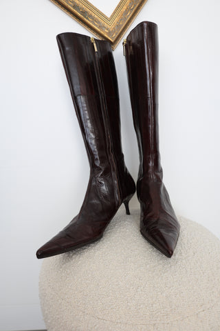 Dolce & Gabbana Brown Leather Knee-High Boots – Size 40