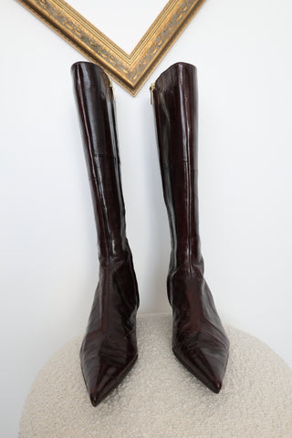 Dolce & Gabbana Brown Leather Knee-High Boots – Size 40
