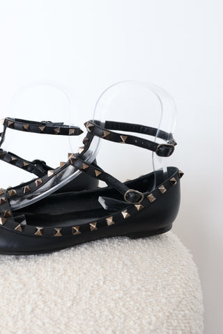 Valentino Garavani Rockstud Flats Black – Size 40