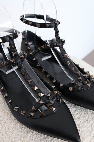 Valentino Garavani Rockstud Flats Black – Size 40