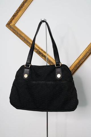Gucci Vintage Black GG Monogram Canvas Bag