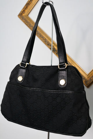 Gucci Vintage Black GG Monogram Canvas Bag
