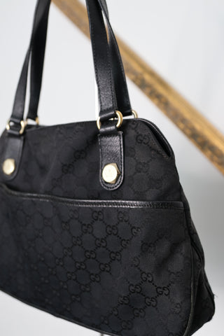 Gucci Vintage Black GG Monogram Canvas Bag