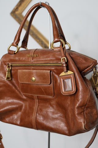 Prada Vintage Slouch Tote Bag in Brown Leather