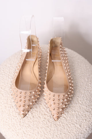 Christian Louboutin Spike Beige Metallic Flat – Size 40