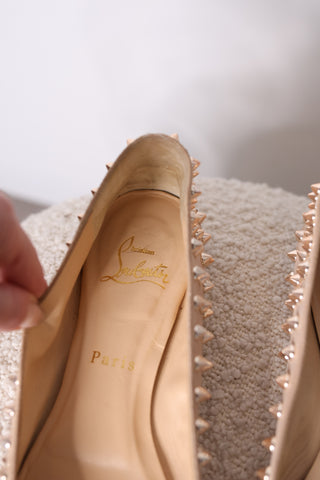Christian Louboutin Spike Beige Metallic Flat – Size 40