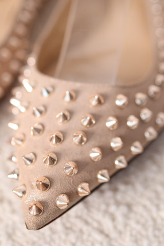 Christian Louboutin Spike Beige Metallic Flat – Size 40